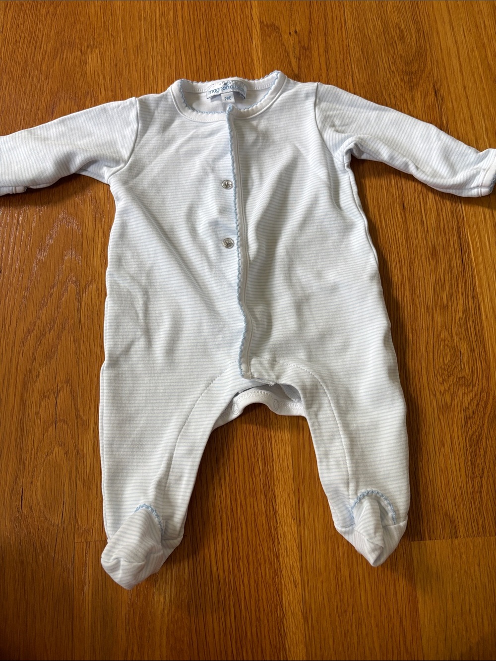 Soft Ribbed Magnolia baby One-Piece in Light Blue size premie